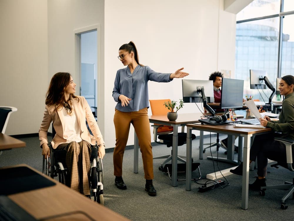 A person supported to take part in an inclusive workplace